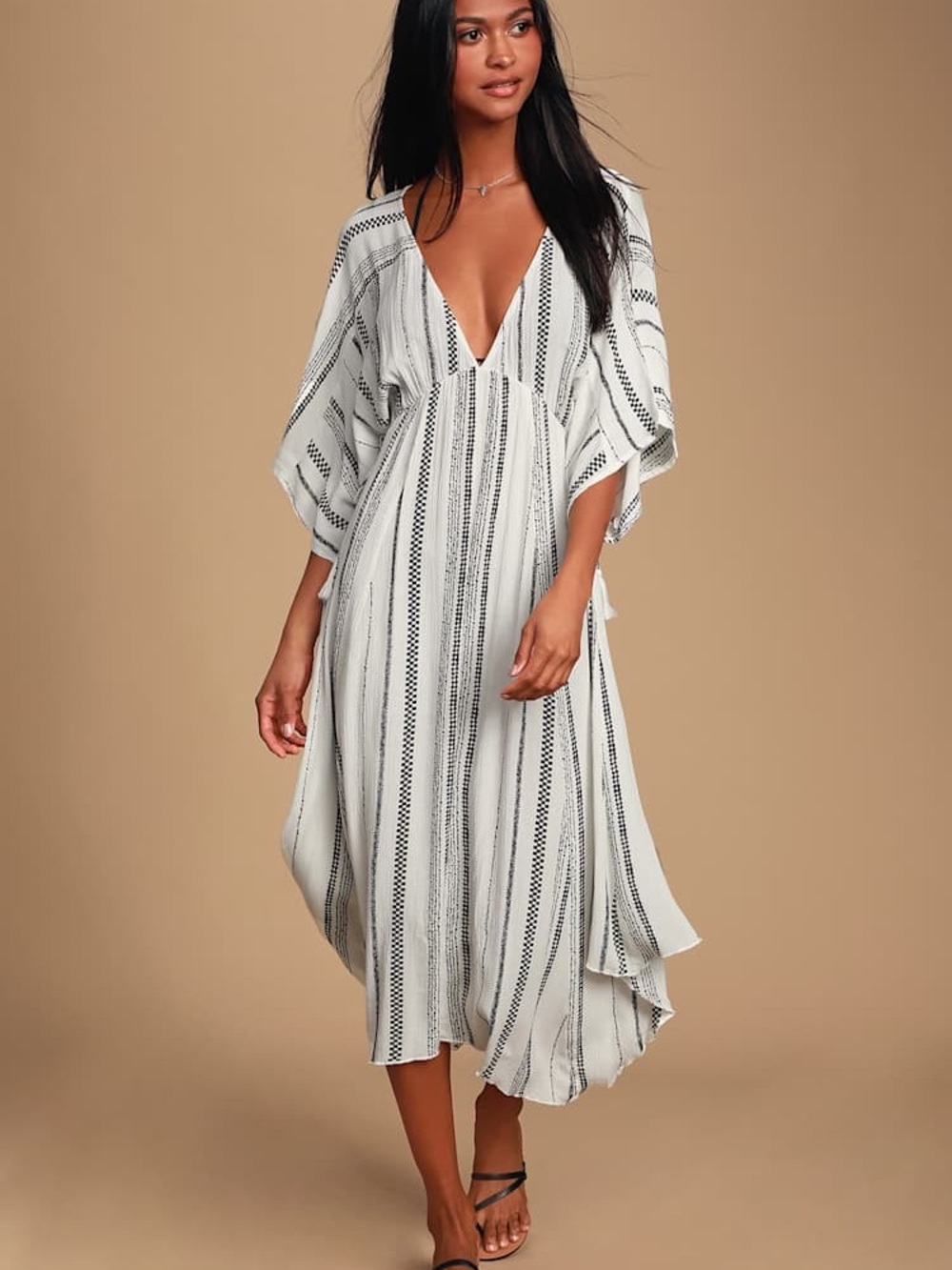 Lulus Augas Santas Black and White Striped Swim Cover-Up